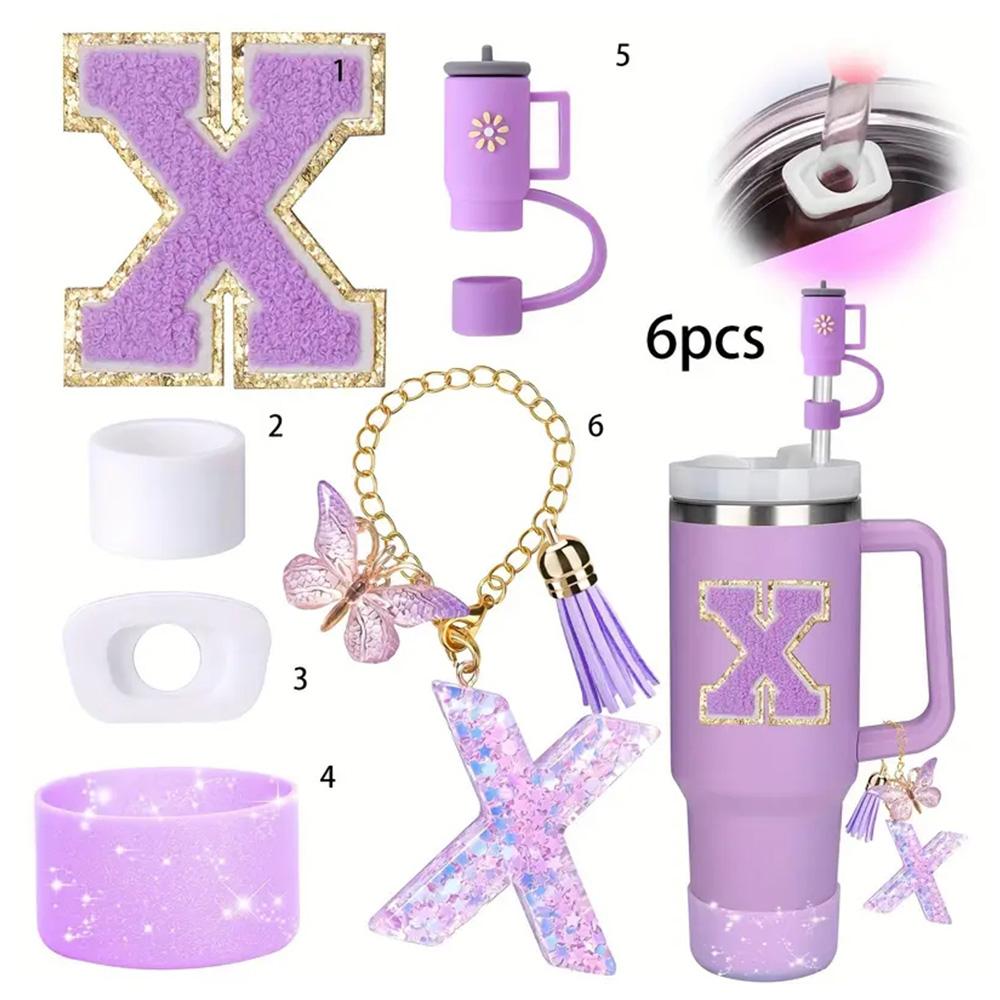 Набор из 6 принадлежностей для стакана Stanley Cup объемом 40 унций с ручкой, включая силиконовую трубочку и чехол, пробку, предотвращающую проливание