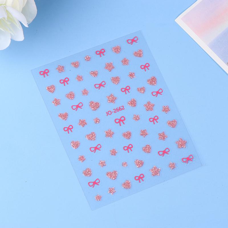 Розовая бабочка Бабочка Бант Наклейки для ногтей Блестящие лазерные 3D бабочки Наклейки для ногтей Клейкая бабочка