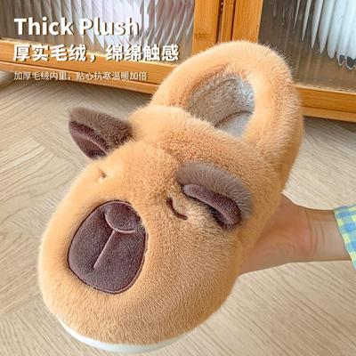 Хлопковые туфли мужские домашние комнатные нескользящие с закрытым носком и теплые парные мягкая подошва бесшумные зимние шерстяные тапочки женские