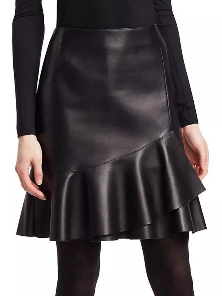 Stylish BLACK Genuine Soft Lambskin Leather Women's Skirt Handmade Party Formal