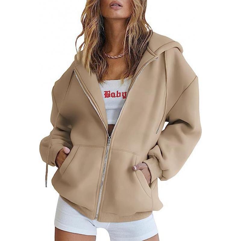 2024 Unisex Plus Velvet Hooded Sweatshirt Cardigan Zipper Windbreaker Casual Top