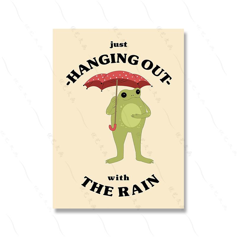 Retro Aesthetic Dance Frog Art Poster Decor Trendy Wall Motivational Quote Print Mushroom Meditate Canvas Room Home Painting