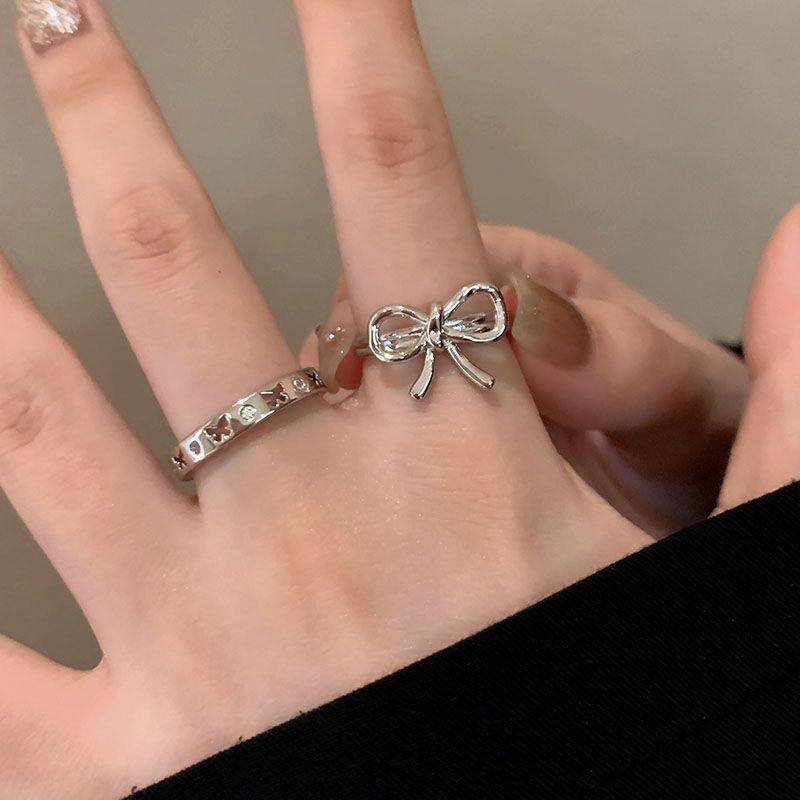 Кольца-банты, регулируемые открывающиеся кольца, набор для женщин и девочек, эстетические кольца на указательный палец, ювелирные изделия Y2K, аксессуары