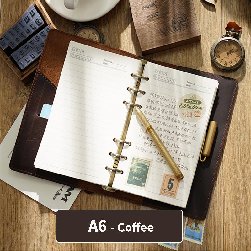Leather Journal Planner Multifunctional Handmade Notebook Retro Metal Spiral Diary Rope Travel Book School Office A5 A6 A7