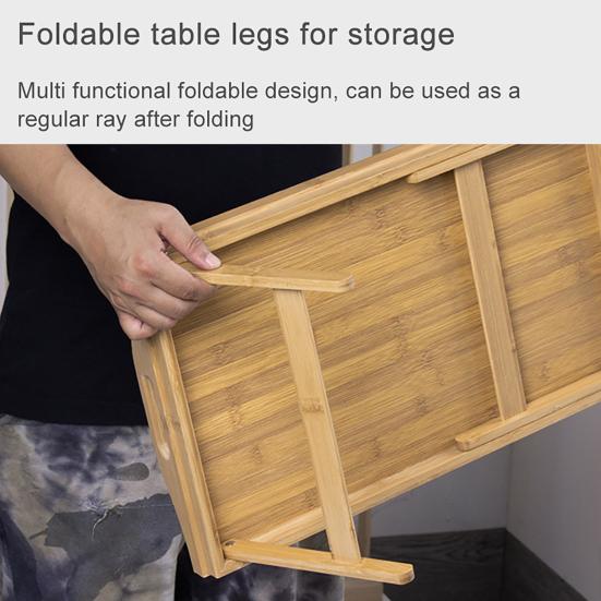 Поднос для постельного стола Yousheng со складной ножкой, прочный, несущий гладкий край без заусенцев, многофункциональный бамбуковый держатель для хранения подносов для кровати