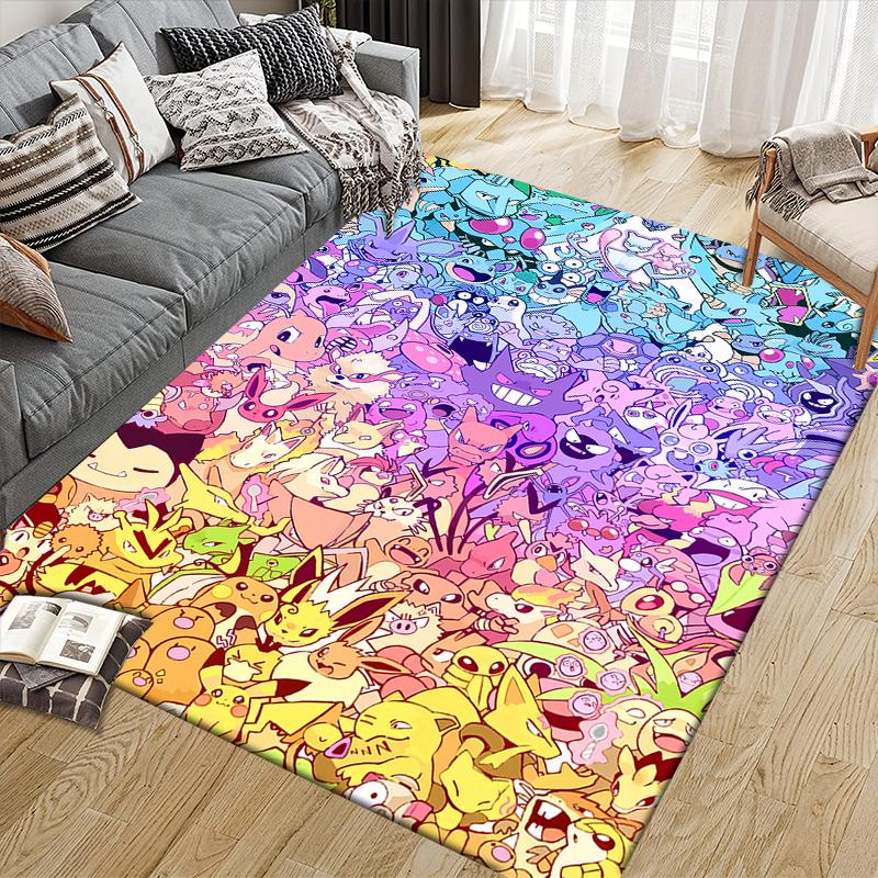 Pokemon Chibi Cute Style Illustration Square Area Rug, Non-Slip Floor Mat for Bedroom, Perfect Gift for Pokemon Fans.chl
