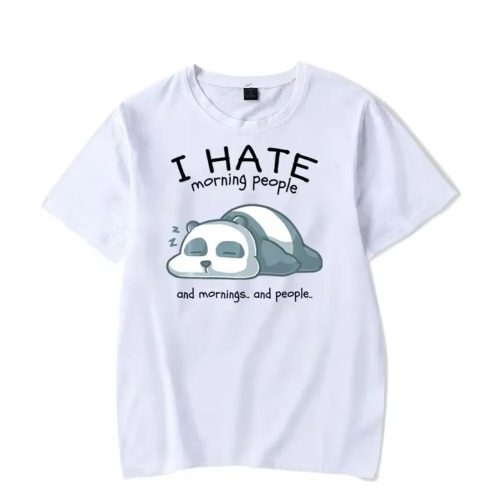 Men's T-shirt I Hate Morning People and Morings and People Kawaii T Shirt Men Women Tshirt Lazy Panda Graphic T Shirts Oversized