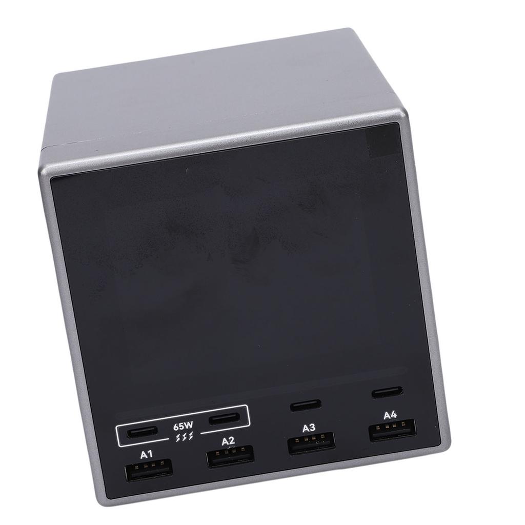 Зарядная станция USB A 80 Вт 4 порта USB C PD Станция быстрой зарядки Цветной цифровой дисплей Поддержка PD3.1 PD3.0 QC3.0 для ноутбуков