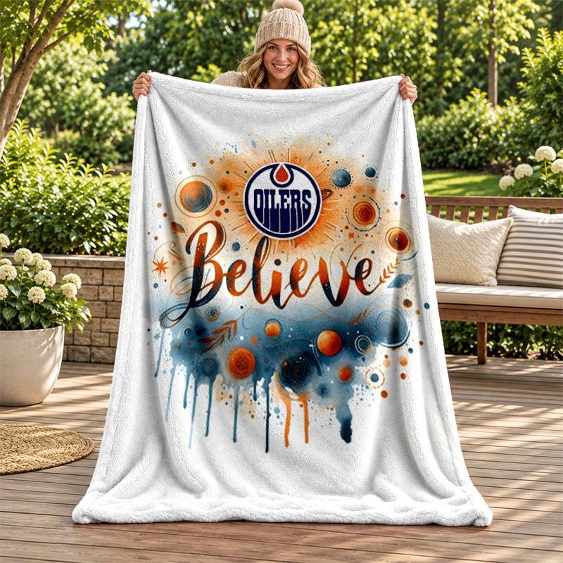 Плед Edmonton Oilers Фланелевый плед Мягкий уютный плюшевый плед для дивана кровати Легкий элемент домашнего декора Подарки на Рождество различные праздники