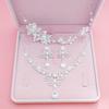 BY4334 Bridal Rhinestones Crown Necklace Earrings Set Wedding Crown Jewelry Set