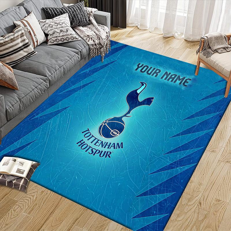 Custom Name Tottenham Flannel Pattern Square Carpet,Area Rug,Carpet Rug for Living Room Bedroom Sofa Playroom Decor,Non-slip Floor Mat