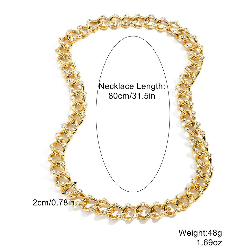 Ожерелье для женщин и мужчин Ожерелья Хип-хоп Аксессуары для хип-хопа Панк Бриллиантовое Ожерелье Мужское Акриловое Полное Бриллиантовое Кубинское Цепь Элегантное Ожерелье