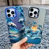 Морские Акулы Дельфины Синее Морское Море Волна Чехол для Телефона для iPhone 16 15 Pro Max Plus 14 13 Mini 12 11 Pro Max Ударопрочный Лазерный Чехол