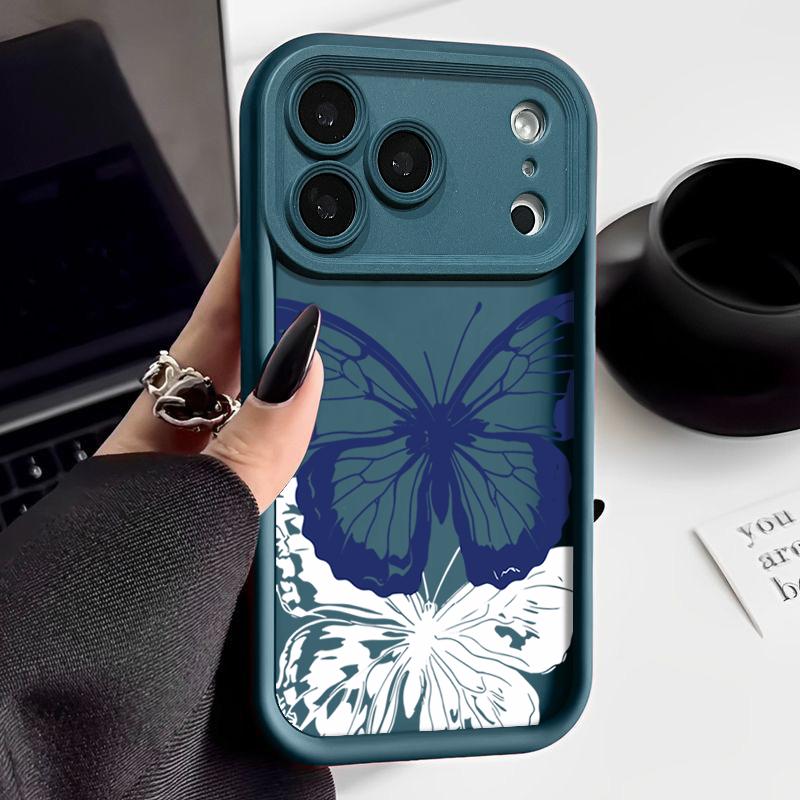 Красочный чехол-бампер из мягкого ТПУ с бабочкой для iPhone Air 16e 17 16 15 14 Pro Max 13 12 Pro 15 16 14 Plus Противоударный силиконовый чехол