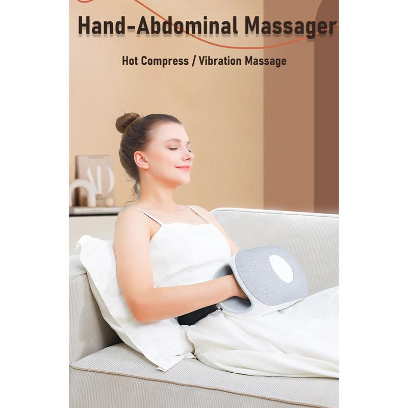 Электрический ручной массажер для живота, вибрационный массажер с горячим компрессом и 3 режимами, улучшает запор и метеоризм