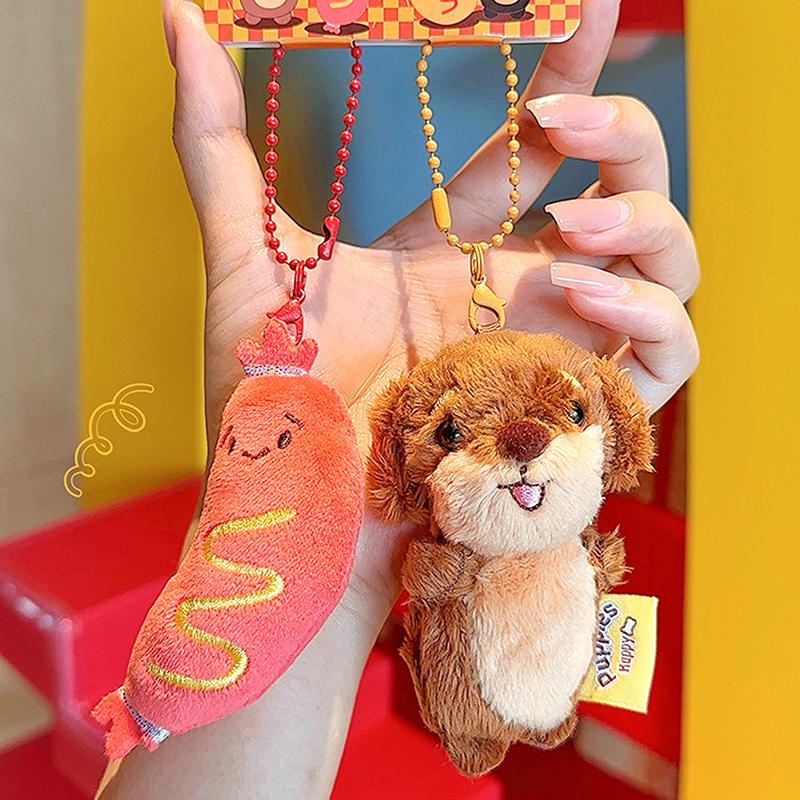 Плюшевая подвеска в виде собаки-сосиски, камера, гамбургер, декоративная кукла, брелок, кукла, ручная игрушка, подарок
