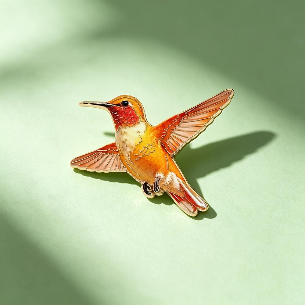 Colorful Hummingbird Enamel Pin Set, Delicate Flying Bird Brooches, Vibrant Nature-Inspired Metal Badges with Gold Trim