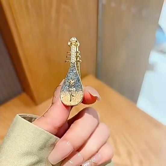 2 шт. Заколки для волос в форме пипы в китайском стиле с цветочным узором и декором из искусственного жемчуга, фестивальные