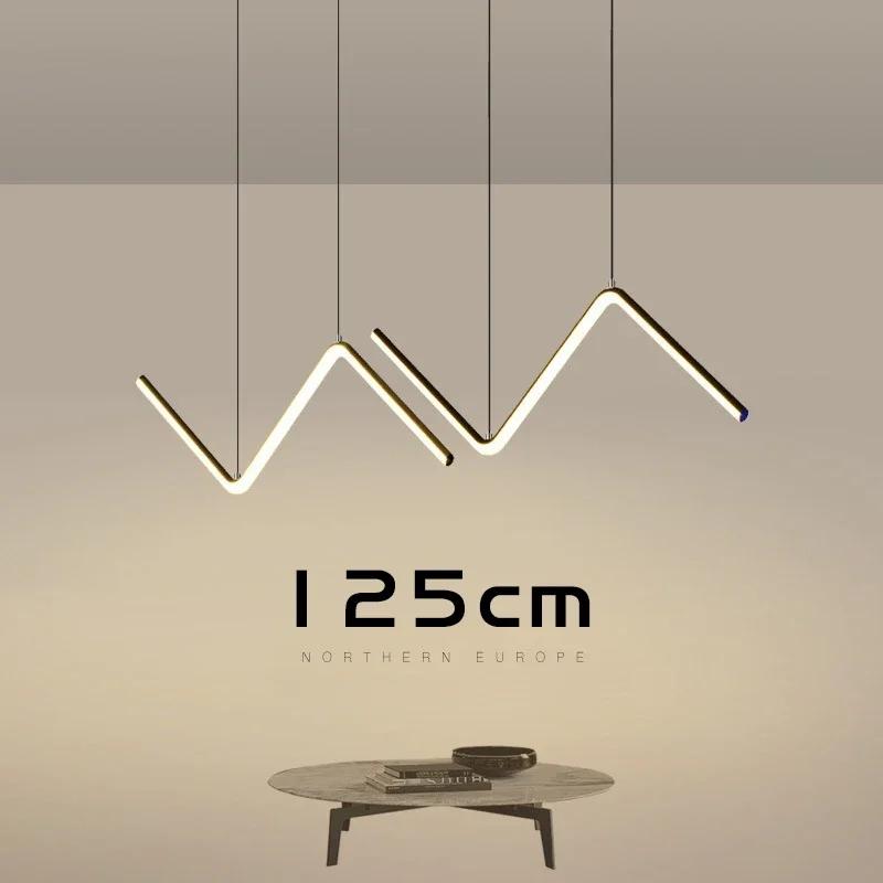 Modern LED Chandelier 125CM Black Gold Strip Dining Room Lamps For Living Room Bar Kitchen Bedroom Indoor Decor Led Fixture