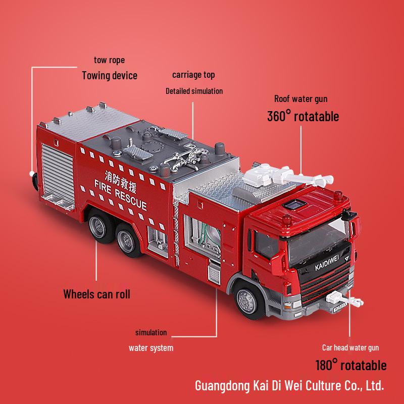 Alloy Fire Truck Toy Model: 119 Firefighter Rescue Vehicle for Kids