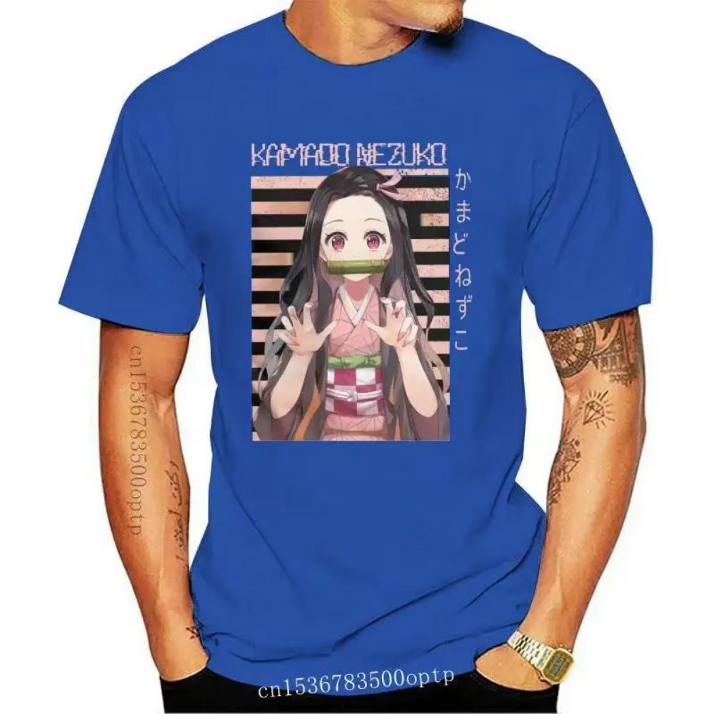 New Kamado Nezuko T Shirts Men Cotton Tshirts Demon Slayer Kimetsu No Yaiba Tanjirou Anime Manga Tee Shirt Fitness Shirt