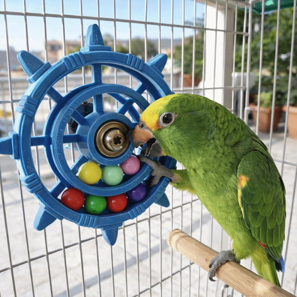 Colorful Beads Parrot Spinner Rattle Toy Bite Resistant Bird Cage Toy Bird Cage Use