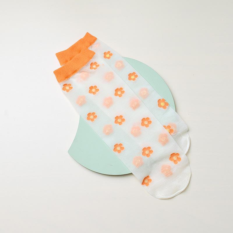 Children's Spring/Summer Thin Mid-Tube Socks – Breathable, Sweat-Absorbent, Anti-Mosquito Stockings for Girls