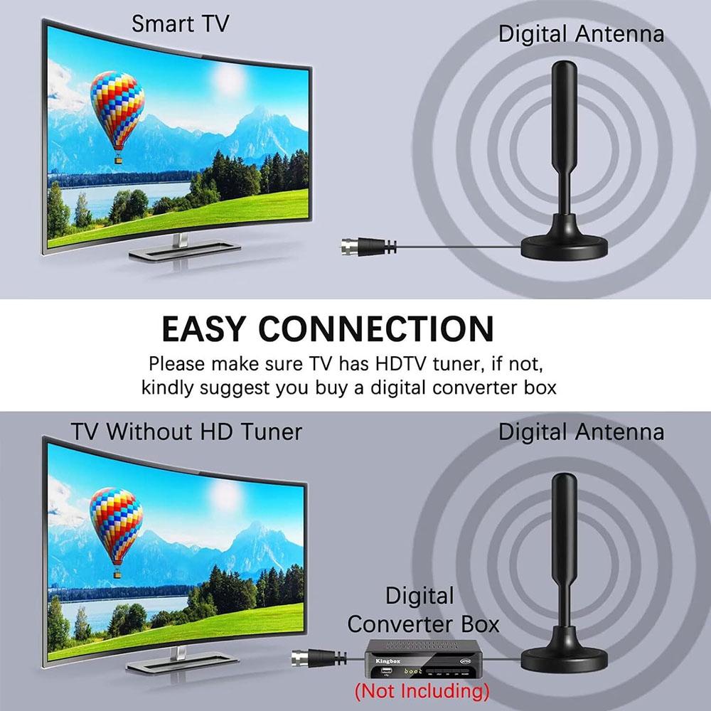 Black Upgraded TV Antenna Digital HD Antenna Indoor HDTV 1080P 100M Signal Range
