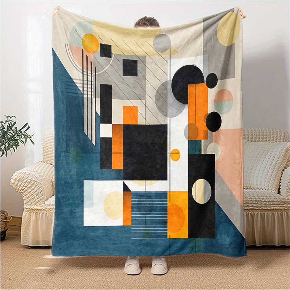 Abstract Geometric Composition Blanket Soft Throw Blanket For Home Bedroom Bed Sofa Travel Office Solid Christmas Blanket