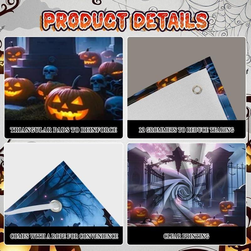 Duluxykl 16x7ft Halloween Garage Door Cover Banner, Large Hanging Backdrop