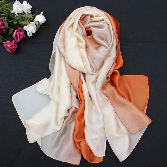 190*110cm Women Chiffon Scarf Gradient Color Protection Spring Summer Multicolor Printed Shawl Poncho Beach Luxury Ladies Retro