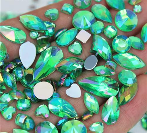 Mixed Bag About 300pcs Crystal Clear AB 3D Nail Art Rhinestones DIY Non Hotfix Flatback Acrylic Stones For Face Decorations