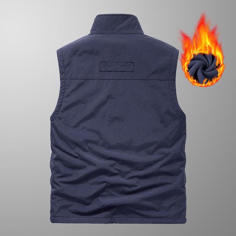 Four Seasons Men's Vest Thin Sleeveless Stand-Up Collar Multi-Pocket Quick-Drying Vest Large Size Vest