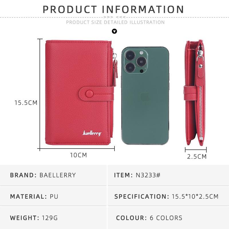 Baellerry Men Women Fashion Card Holder Wallets Casual Design PU Leather Purse Hasp Coin Purses Wallet