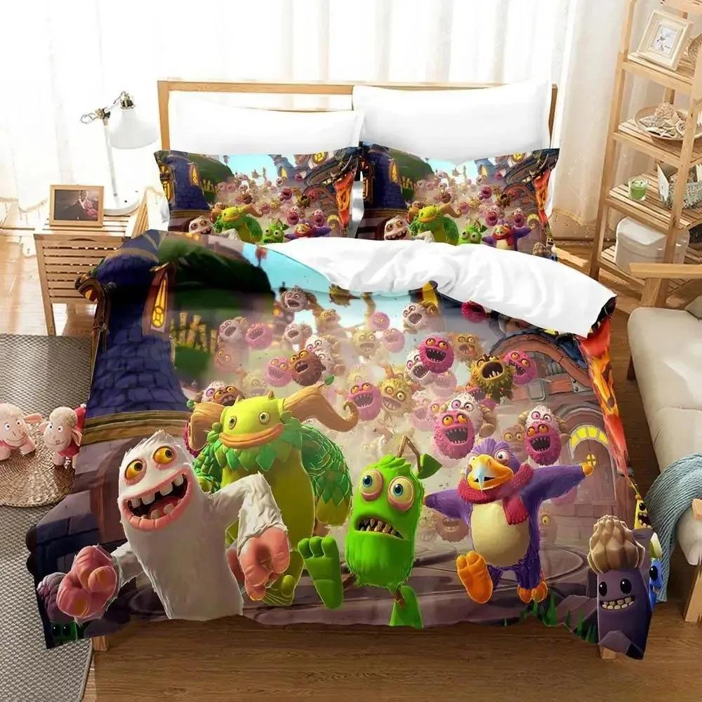 Игровой Комплект Постельного Белья My Singing Monsters Односпальный Полуторный Двуспальный Евро Размер Кинг Сайз Комплект Постельного Белья Для Спальни Взрослых Мальчиков Пододеяльник Комплекты Домашний Текстиль