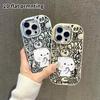 Phone Case: 2D flat design suitable for iPhone 18 17 16 15 14 13 Pro, couple style, little white cat, Christmas and Halloween gifts