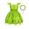 Rochie Tinker Bell for Kids, Set with Butterfly Headband and Wand, Tinker Bell and Peter Pan, Green, 150 cm (11-12 Years)