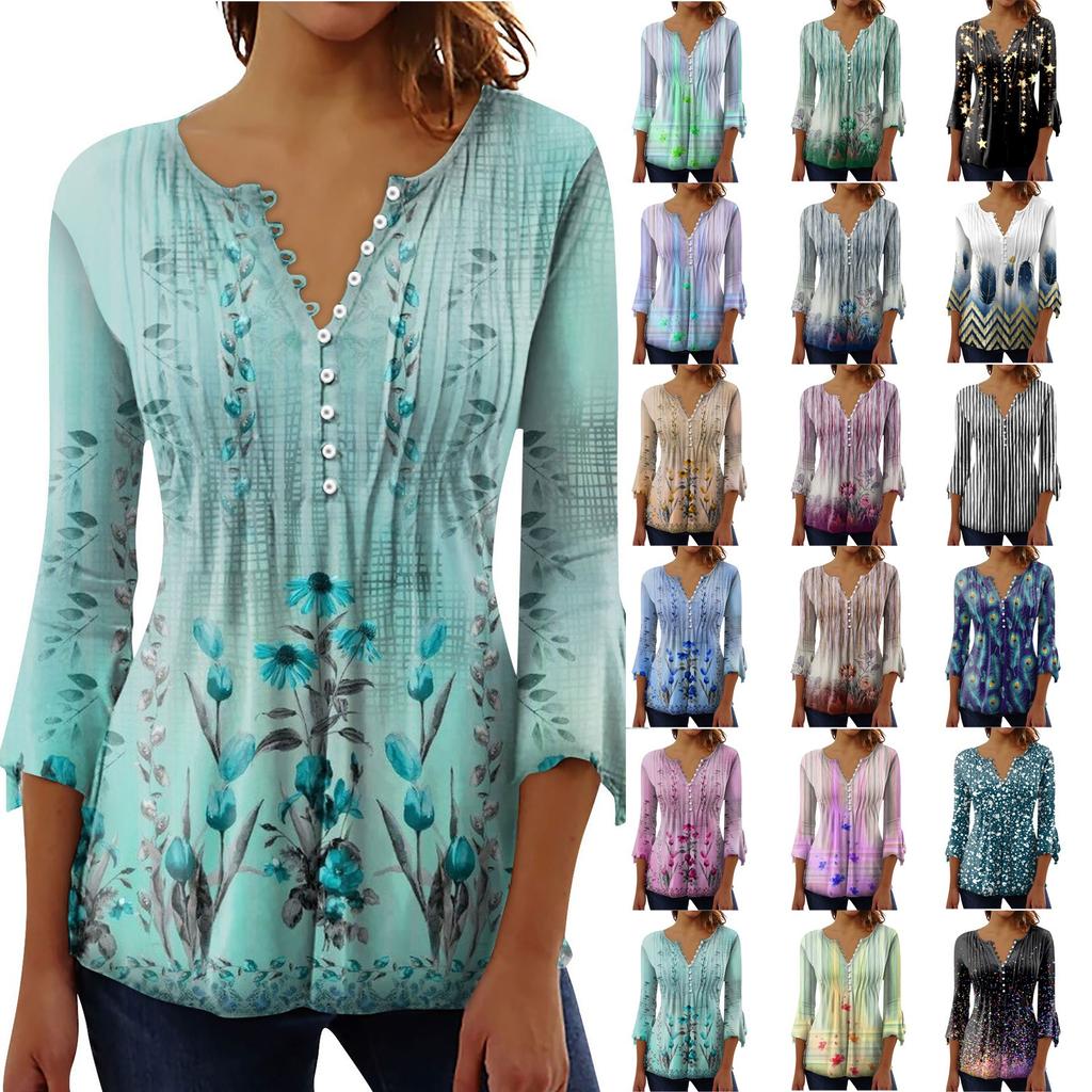 Женская рубашка с принтом на пуговицах, рубашка, леггинсы, топ