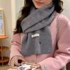 Wool Gray Solid Color Scarf Women's Autumn and Winter Atmosphere Versatile Knitted Soft Waxy Scarf Couple Gift