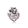 Fashion Pink Hope Charm Beads Suitable For Bracelets And Necklaces Romantic Heart Shape Women Jewelry