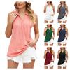 Women's Solid Color Lapel Loose T-Shirt Sleeveless Tank Top