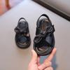 Girls' Sandals 2024 Summer Soft Sole Children's Beach Shoes Kids Bow Solid Color Sandals for Vacation Wear-resistant Dirt-proof