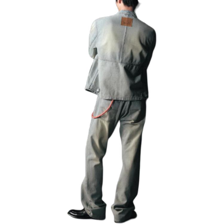 Коллаборация Levis X Good Bai FW24 Повседневная джинсовая куртка на молнии с принтом букв Мужские куртки Светло-голубой 003GD-0000