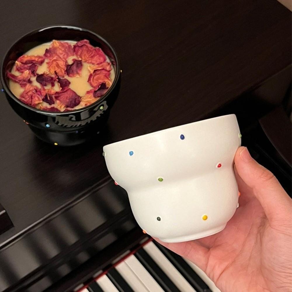 300ml Polka Dot Hand-held Cups Thick Coffee Mugs Home Decor Ceramic Mug Couple Use