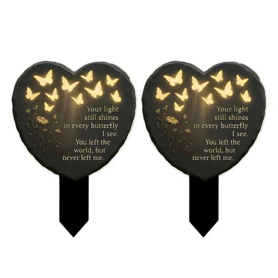 Yousheng 1/2/3 шт. Мемориальная табличка в форме сердца с бабочкой, садовый колышек, украшение, всепогодный, для улицы, двора, газона, патио, дорожки, акриловый, памятный