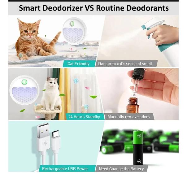 Smart Cat Odor Purifier 4000mAh Rechargeable For Cat Litter Box Deodorizer Pet Toilet Air Purifier Dog Cat Litter Deodorant