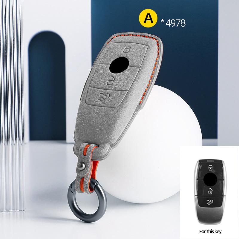 Styling Mouldings For Mercedes Benz A C E S G Class GLC CLE CLA GLB GLS W177 W205 W213 W222 X167 AMG Suede Leather Car Key Case