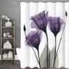Фиолетовая Цветочная Ботаническая Зеленый Лист Занавеска для Душа, Декоративная Занавеска для Душа для Ванной Комнаты, Водонепроницаемая Занавеска для Душа с Крючками