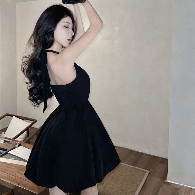 Черное платье, женское летнее платье с бретельками, платье трапециевидного силуэта, женское однотонное тонкое платье, короткое платье