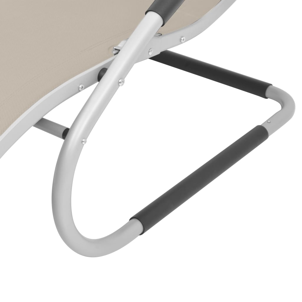Sun Lounger with Cushion Aluminum and Textilene Cream
